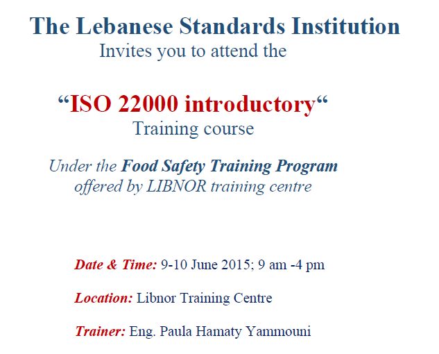Training ISO 22000 Introductory
